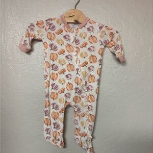 $12 ADD ON bamboo pumpkin print footie 0-3M Zara Little Sleepies Janie and Jack